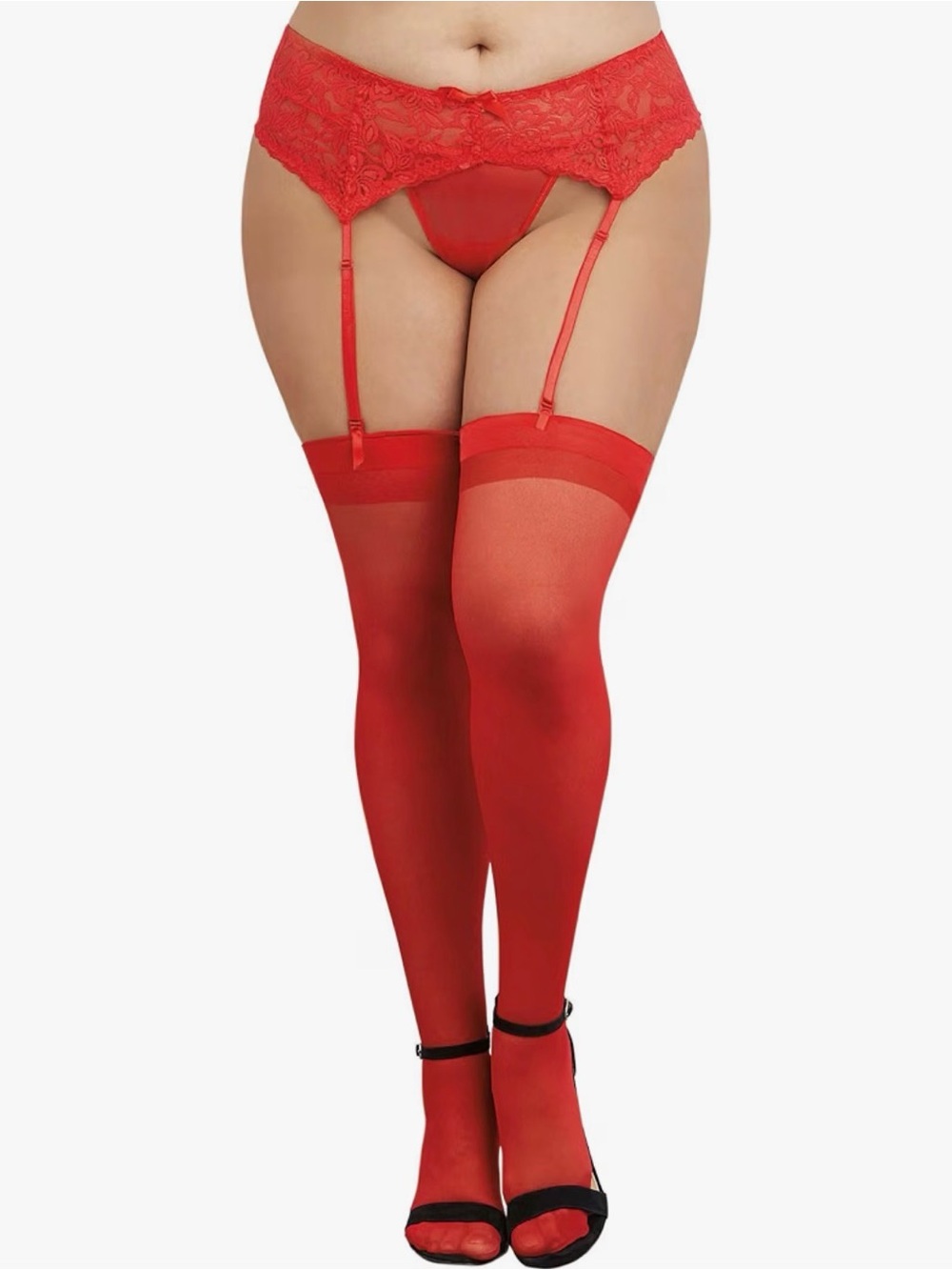 Dreamgirl Women's Red Thigh High with Back Seam